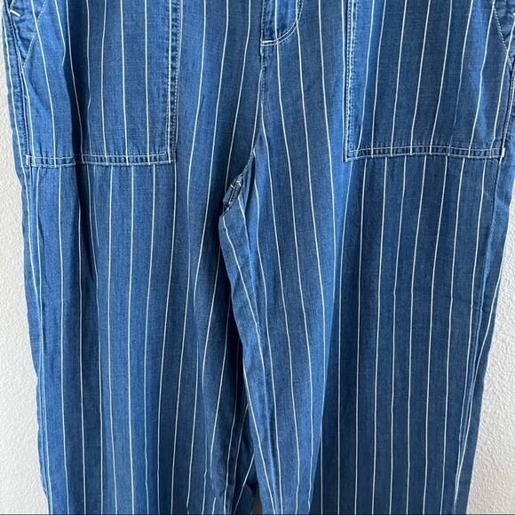 Seven7 Striped Wide Leg Crop Pants Chambray Denim 10 - Picture 5 of 13